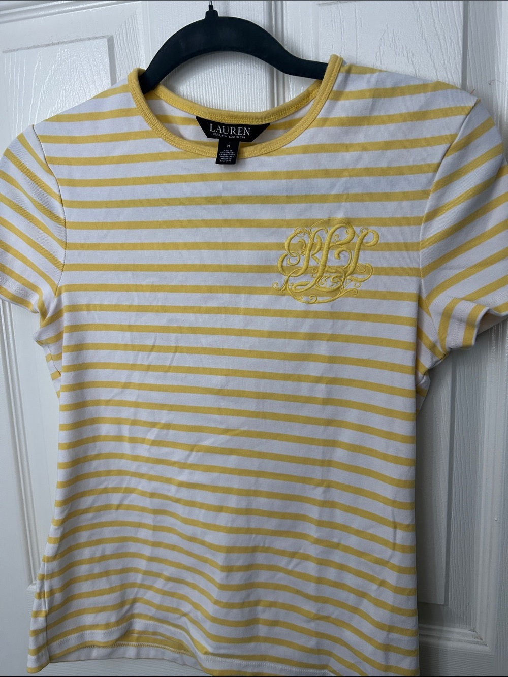 Ralph Lauren Yellow & White Striped Short Sleeve Tee